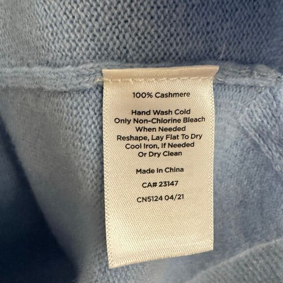 Talbots Pure Cashmere Cowlneck Sweater Light Blue Size Medium - Picture 4 of 5
